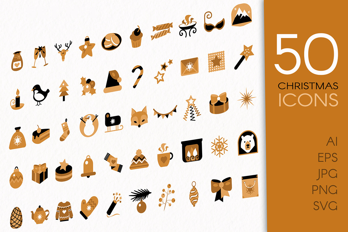 Boho Merry Christmas Icons Set, a Marketing Template by barsrsind (Photo 1 of 2)