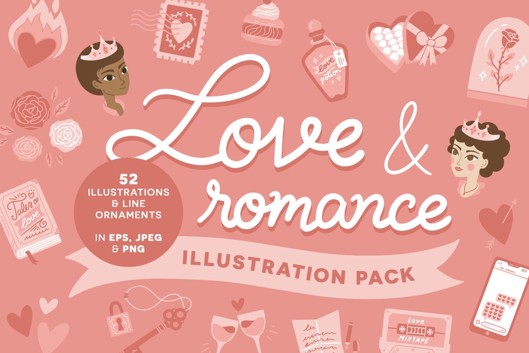 Love & Romance vector illustrations, an Illustration by Carole Chevalier