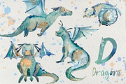 Dragons - Watercolor Clip Arts, an Illustration by Tati Bordiu (Thumbnail 1 of 4)