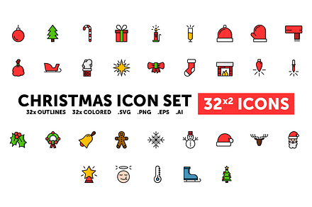 Christmas Icon Set - 32(x2) Icons, an Outline Icon by Spicy Icons