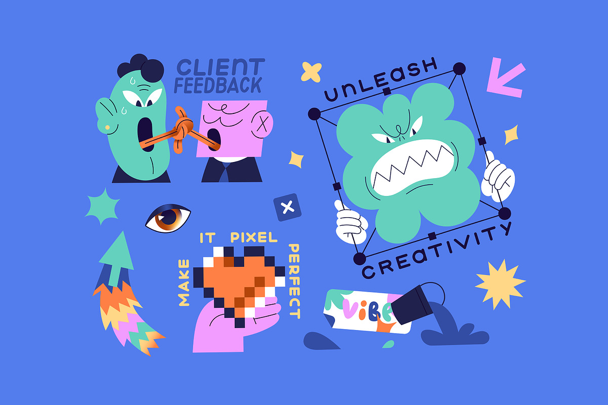 Graphic & web design stickers set, a Decorative Illustration by PaperTrident (Photo 3 of 4)