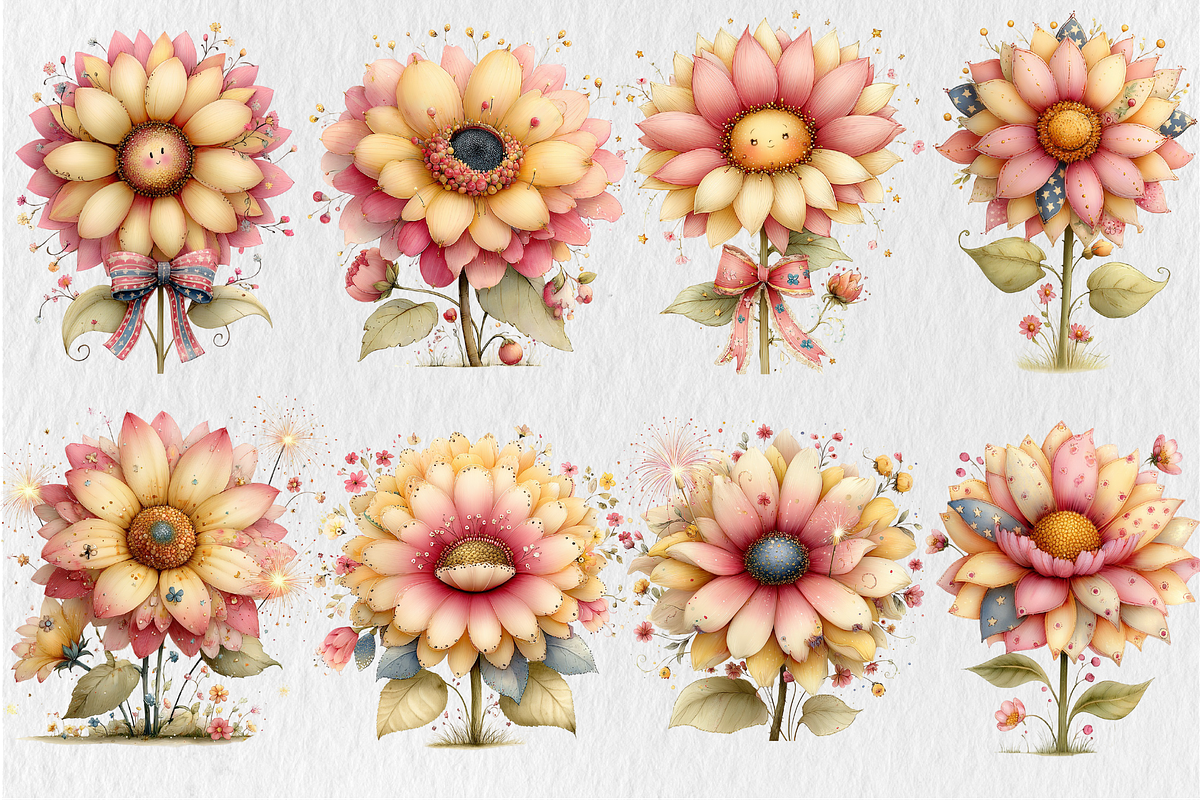 Whimsical 4th Of July Sunflowers PNG, a Seasonal Illustration by Rose Art (Photo 2 of 6)
