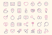 Valentine's day line icons + BONUS, an Outline Icon by brandcut (Thumbnail 2 of 5)