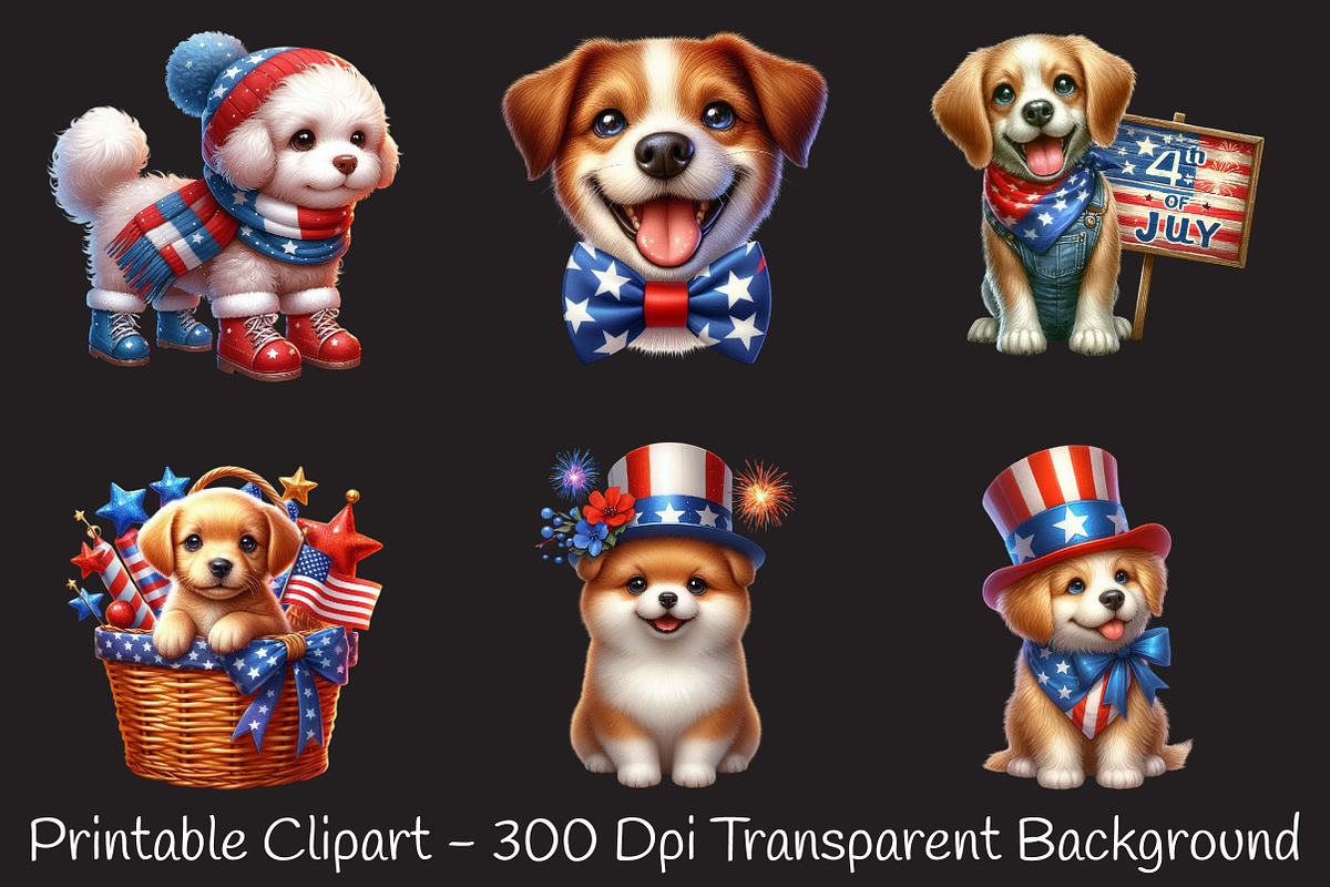 4th of July Cute Dog Sublimation, a Seasonal Illustration by RobertsArt (Photo 4 of 7)