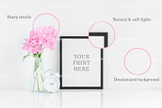 8x10 frame mockup black 4:5 peonies, a Print Template by Grace White (Thumbnail 3 of 4)