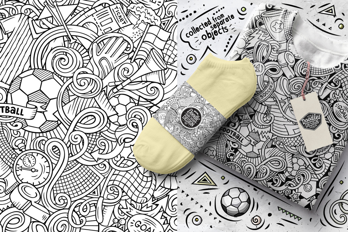 7 Soccer Doodle Seamless Patterns, a Pattern Graphic by BALABOLKA (Photo 6 of 8)