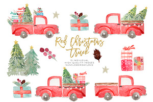 Christmas Truck Invitation Clipart