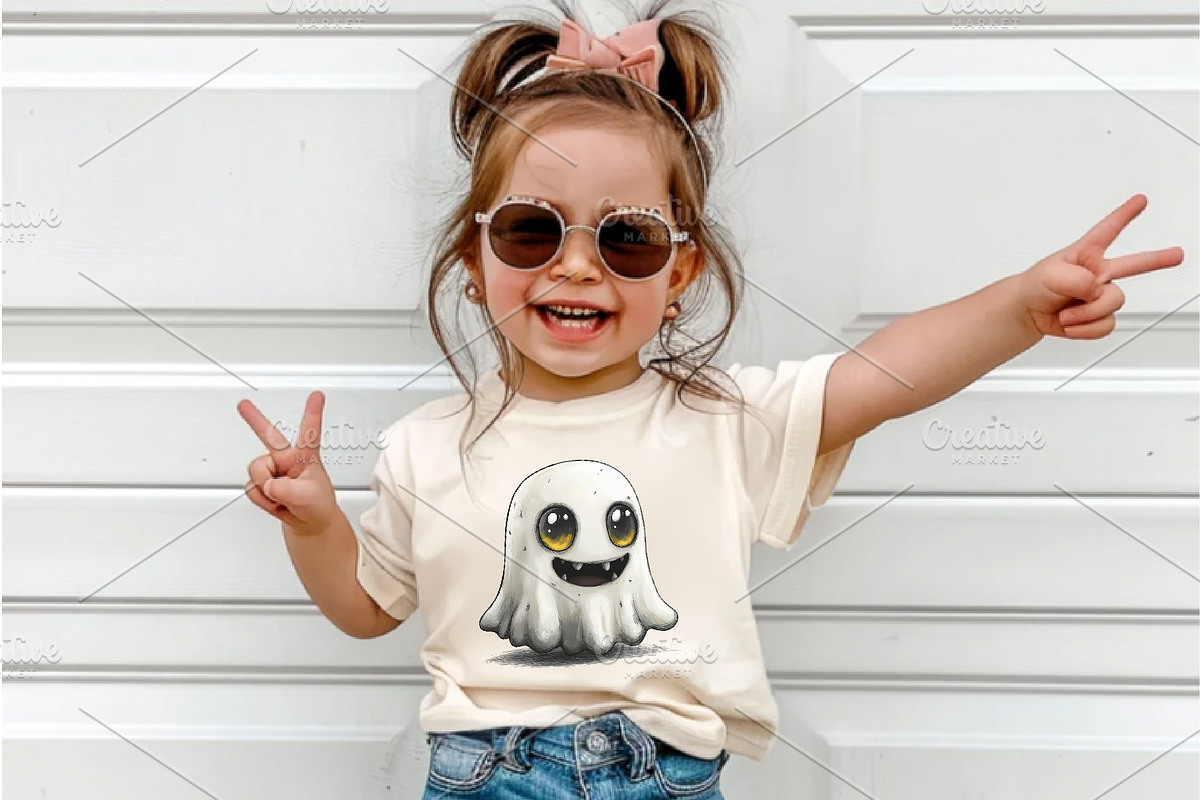 Cute Halloween Ghost. TShirt Sticker, an Animal Illustration by KENO Mascots (Photo 8 of 10)