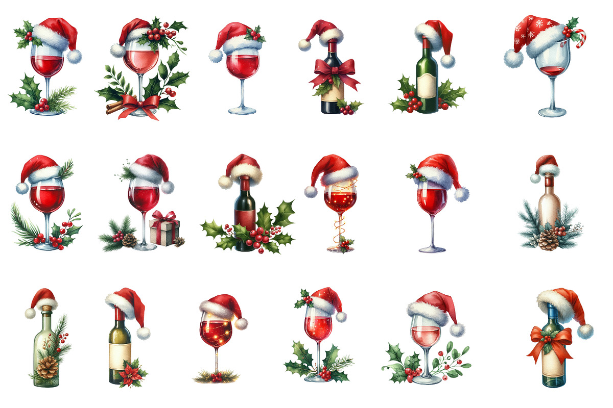 Christmas Red Wine  Clipart, an Illustration by Designworld (Photo 2 of 4)