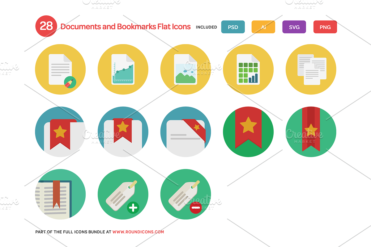 Documents and Bookmarks Flat Icons S preview 3