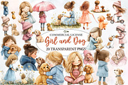 Little Girl and Dog Clipart, an Illustration by Designworld (Thumbnail 1 of 6)