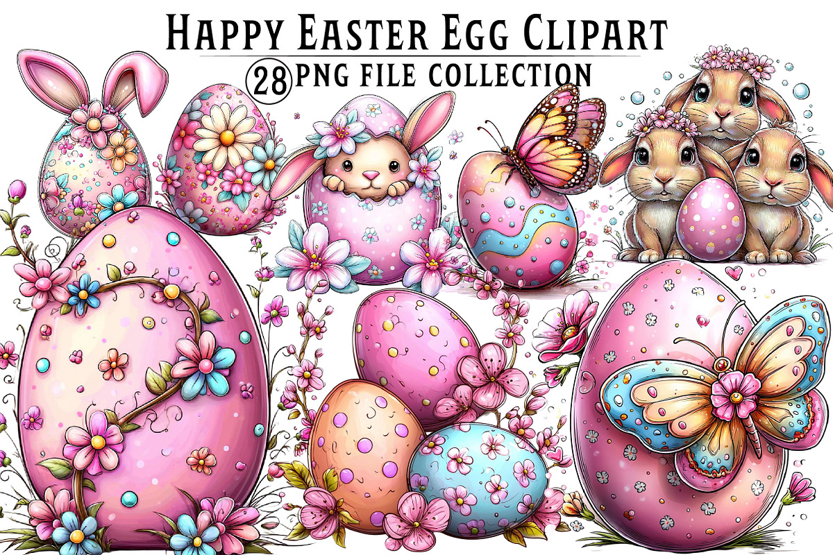 Happy Easter Eggs Clipart, an Illustration by Dream Creation (Photo 1 of 6)