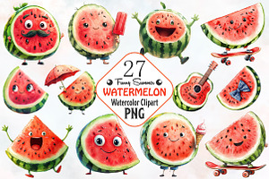 Funny Summer Watermelon Clipart, an Illustration by RobertsArt