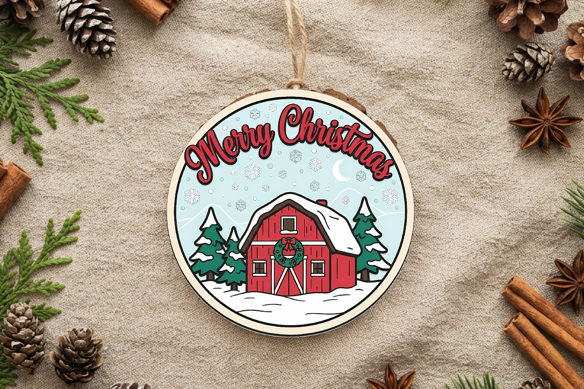 Merry Christmas Red Barn SVG, a Seasonal Illustration by CrexoraLab (Photo 2 of 3)