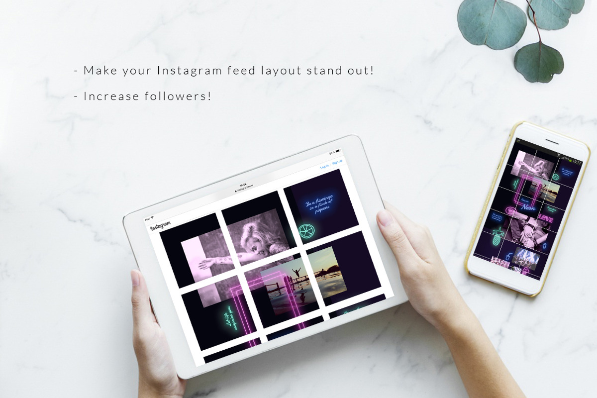 Instagram PUZZLE template - Neon, a Social Media Template by CreativeFolks (Photo 3 of 5)