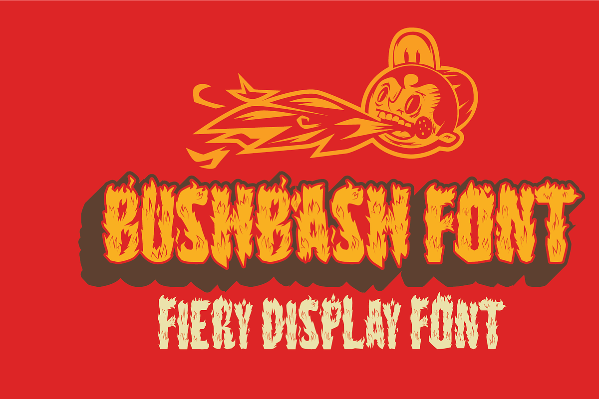 Bush Bash| Fiery Display Font, a Sans Serif Font by Bend Industries (Photo 1 of 3)