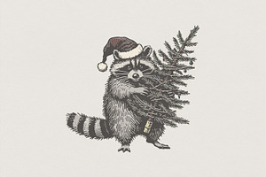 Raccoon Christmas Tree PNG, Santa, an Illustration by SharpMarketplace