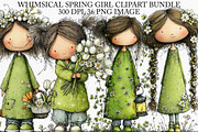 Whimsical Spring Girl Clipart Bundle, an Illustration by Canvas Craft (Thumbnail 1 of 7)