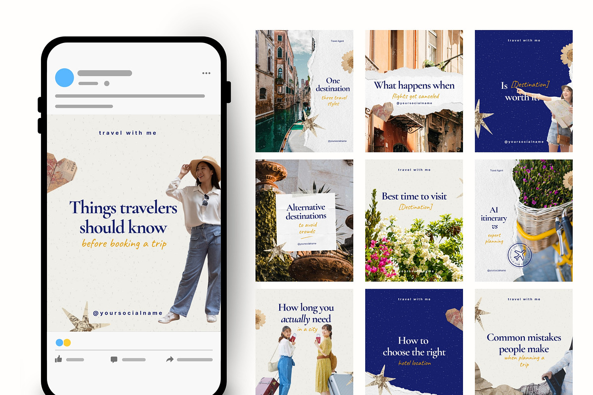 Scrapbook Travel Seamless Carousels, a Social Media Template by Anna Design Studio (Photo 10 of 11)