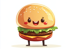 Cartoon Hamburger mascot hamburger m, a Food & Drink Photo by Pixeness Studio