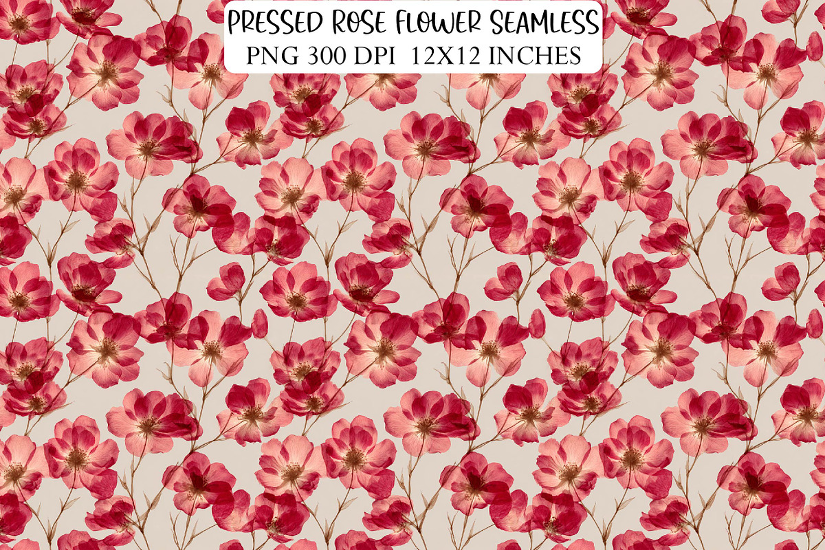 Pressed Rose Flower Seamless Pattern, a Texture Illustration by DreamPrint404 (Photo 1 of 3)