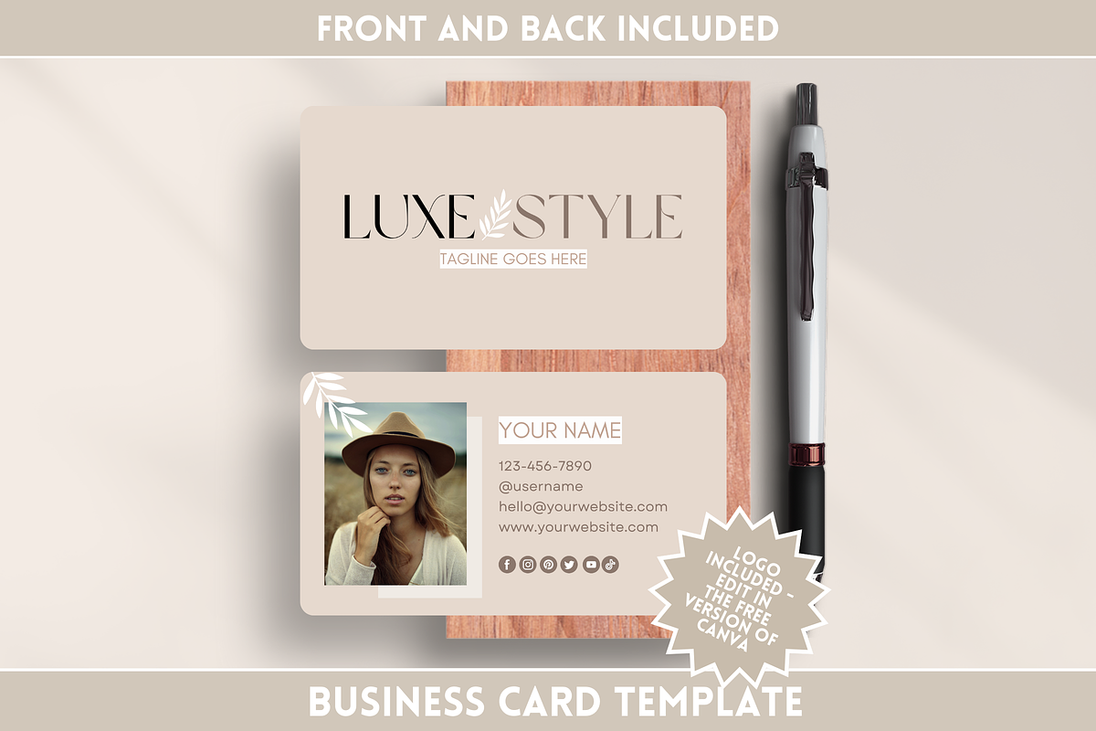 Beige Business Card Template, a Business Card Template by SunshineStudioBoutique (Photo 1 of 9)