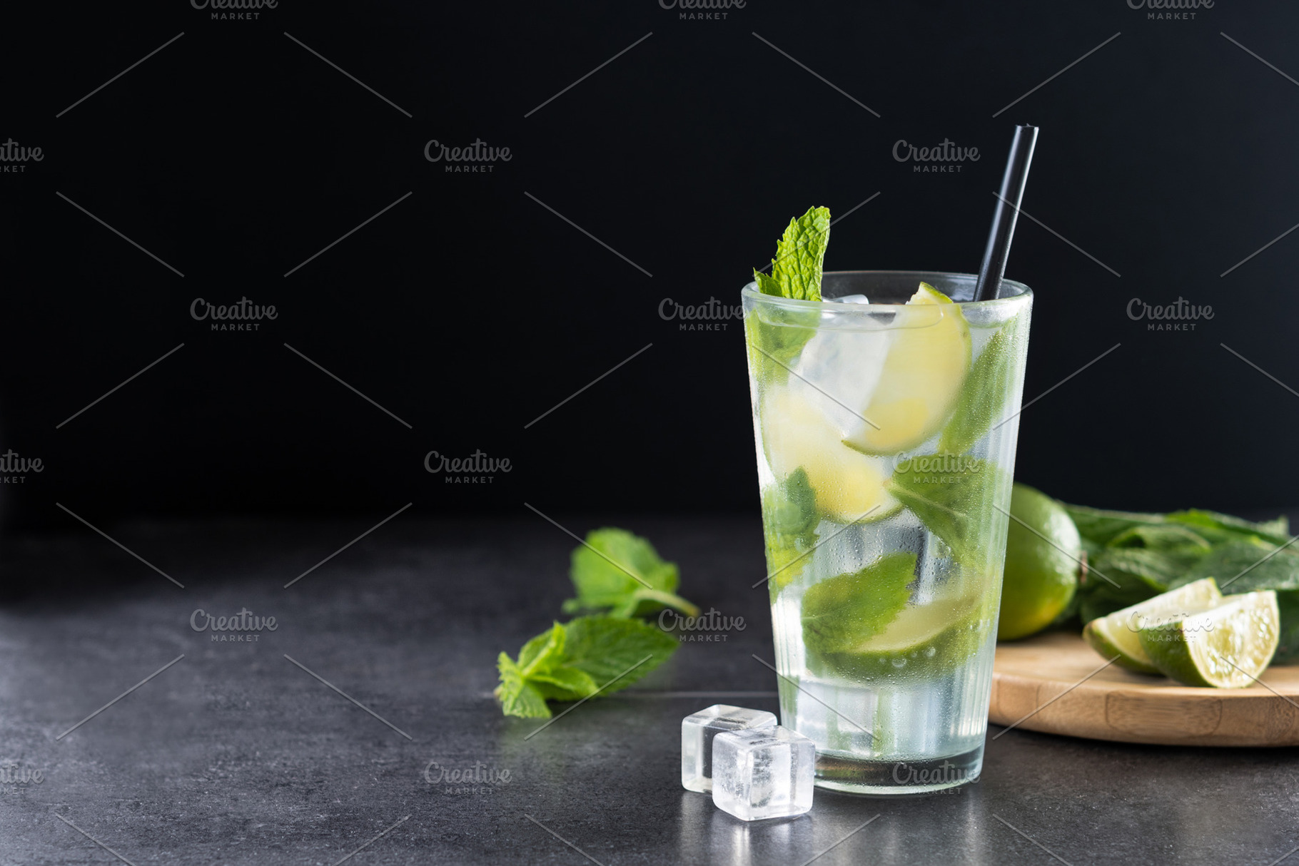 Classic Mojito Cocktail with Lime and Mint. Classic Mojito Cocktail with Lime a, a Food & Drink Photo by etorres69