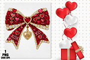 Rhinestone Valentines Bow Png, an Illustration by Daily.Designs (Thumbnail 5 of 5)