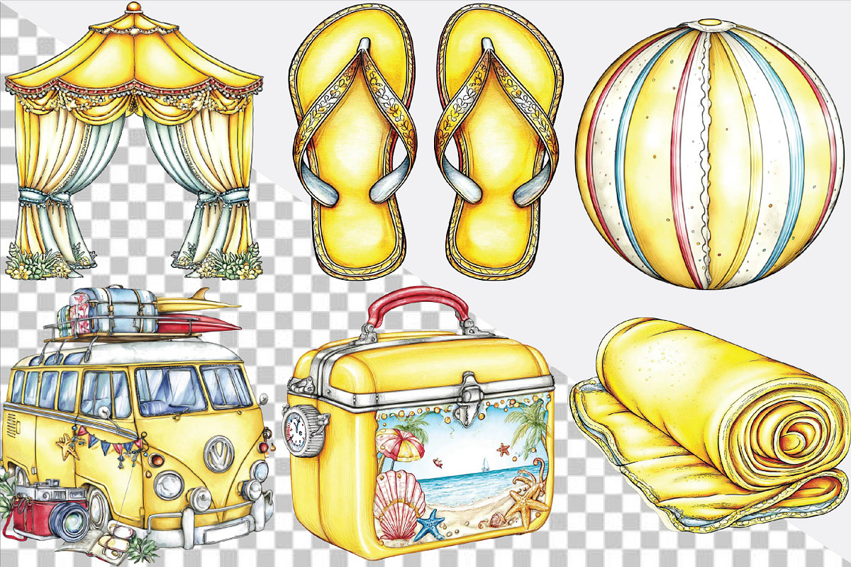 Watercolor Cozy Yellow Summer Clipar, an Empty State Illustration by SVGArt (Photo 2 of 9)