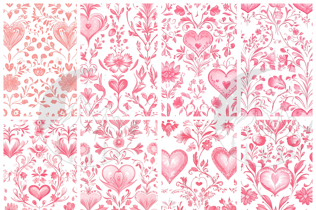 Pink Heart Toile Print, a Pattern Graphic by Paper & Pattern Studio (Photo 2 of 8)