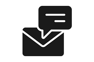 Speech bubble with envelope black, a Solid Icon by IMG Visuals