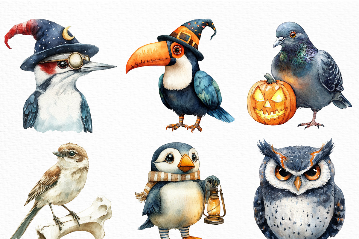 Spooky Halloween Quirky Bird Clipart, an Illustration by Craft Nest (Photo 3 of 6)