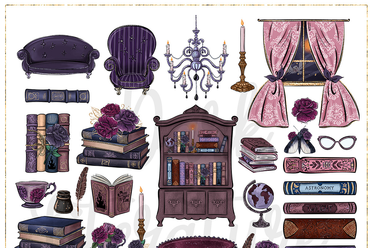 Dark Academia Hand Drawn Clipart, a Decorative Illustration by Masha  Studio (Photo 5 of 6)