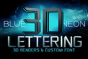 Blue Neon - 3D Lettering + Font, a Font by MIIM (Thumbnail 1 of 4)