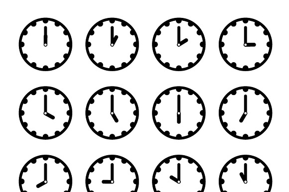 Clock Faces Simple Black Icons