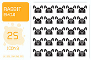 Cute Rabbit Emoticons Set, a Solid Icon by Designfour (Thumbnail 1 of 7)