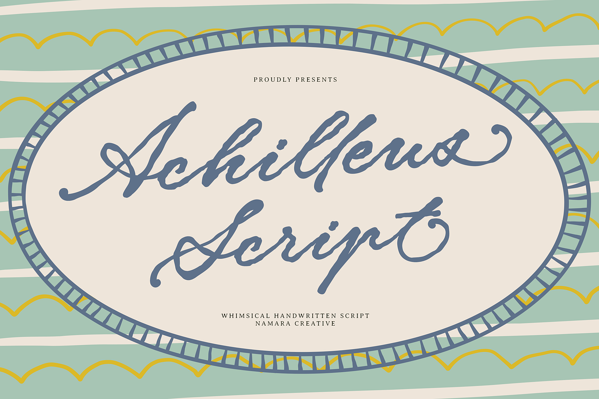 Achilleus Whimsical Script, a Script Font by Namara Creative Studio (Photo 1 of 11)