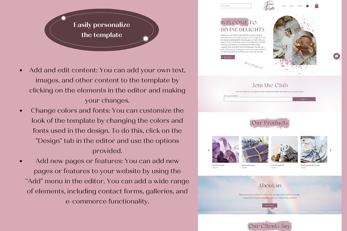 WIX Website Template Spiritual Pink, a Wix Template by Wixify Studio (Photo 9 of 10)
