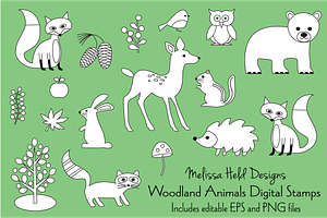 Woodland Animals Digital Stamps