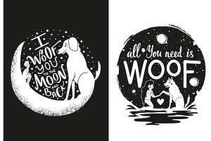 Woof you dog poster set