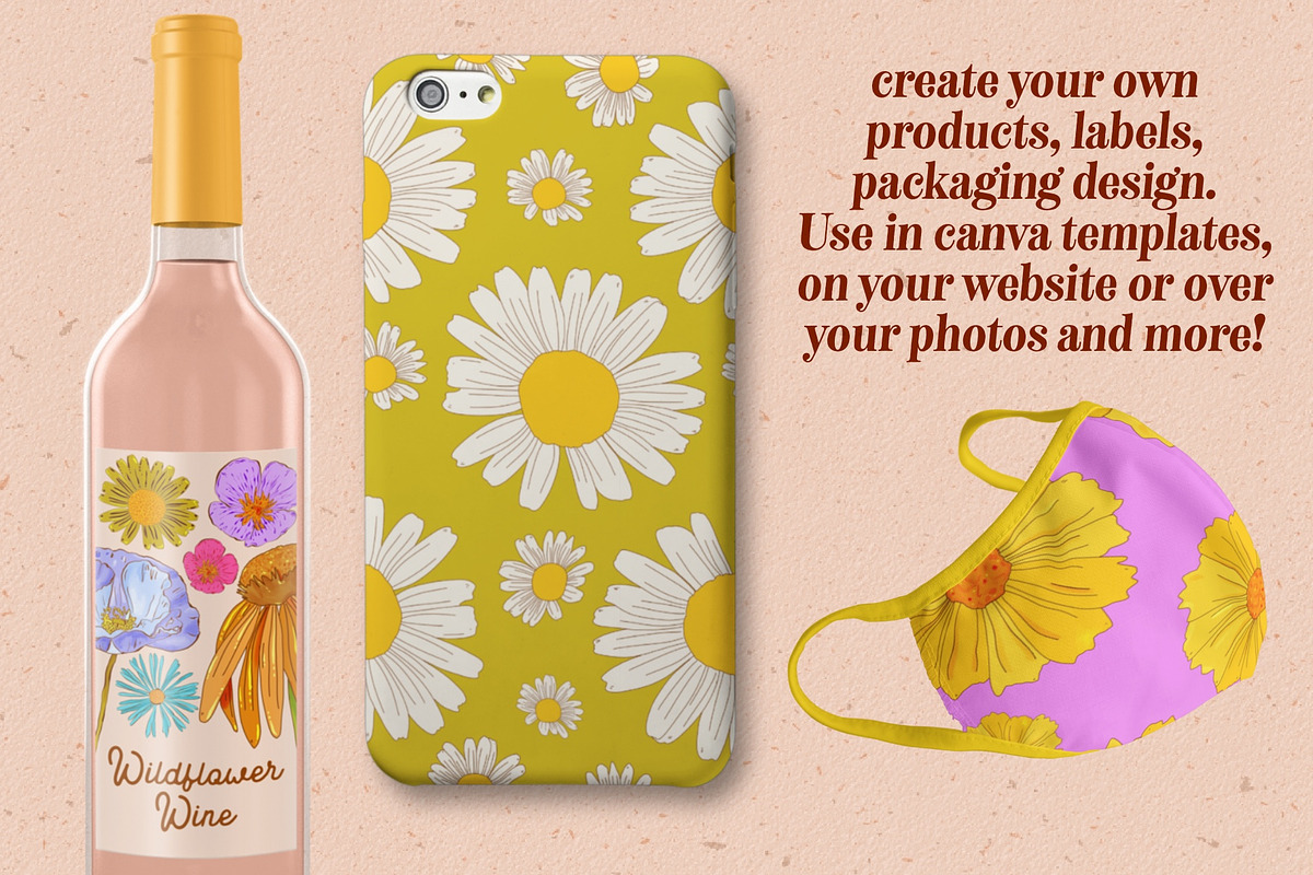 Retro Wildflowers - Bold Flowers, a Texture Illustration by Dear Darling Design (Photo 7 of 11)