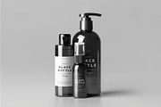Black Bottles Cosmetic Mockup, a Packaging Mockup by DesignRushMarket (Thumbnail 4 of 8)