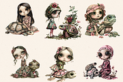 PINK TURTLE GIRL CLIPART PACK, a Person Illustration by Daring Digies (Thumbnail 3 of 10)