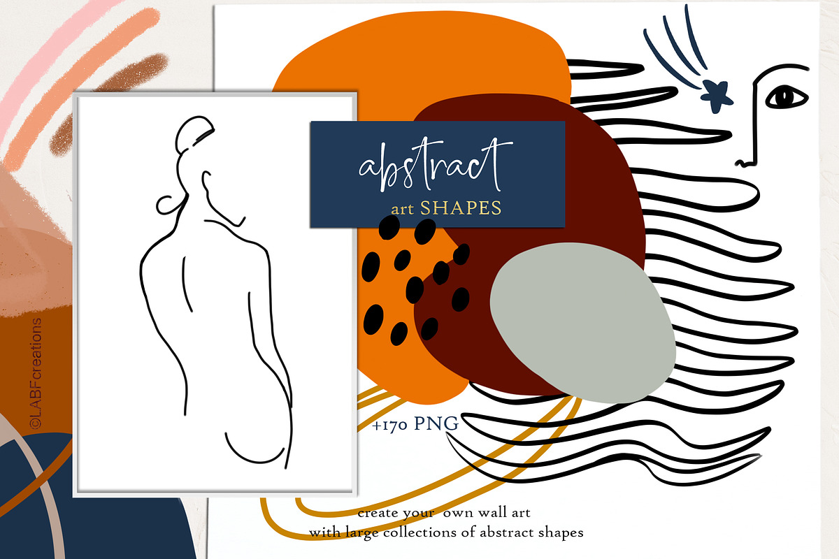 Abstract shape  Oneline art clipart, a Decorative Illustration by LABFcreations (Photo 3 of 15)