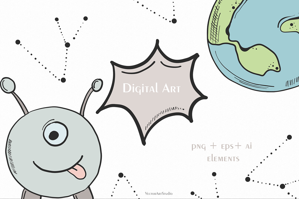 Spase & monsters clipart, an Illustration by SketchCliparts (Photo 7 of 7)