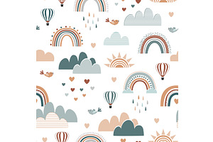 Cute Boho Rainbow seamless pattern, an Illustration by Toltemara