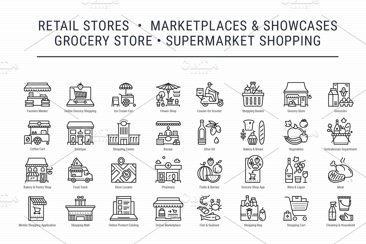 Retail Business, Shopping Icons Set, an Outline Icon by Nuburu (Photo 3 of 5)