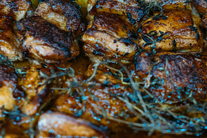 Spicy dish barbecue food chicken thyme grilled, a Food & Drink Photo by Photo Drive Studio