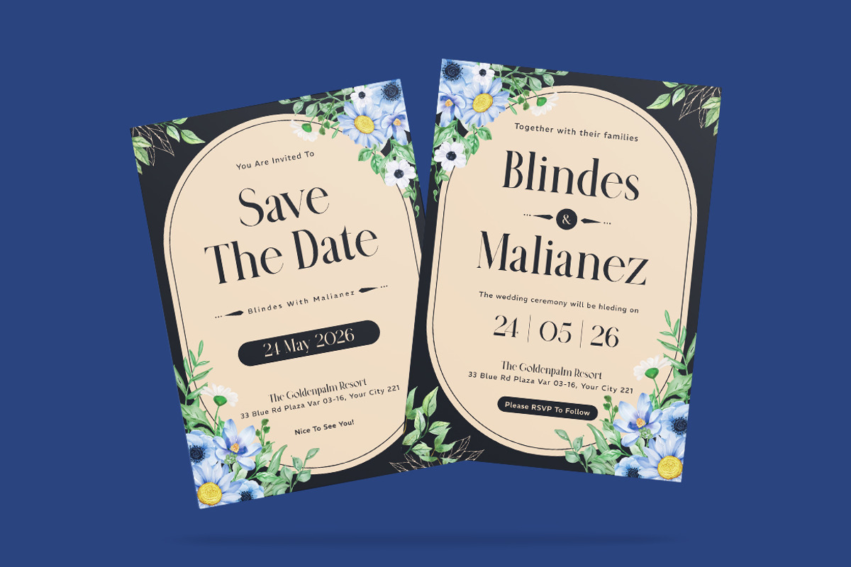 Bitter Floral Wedding Invitation, an Invitation Template by iDoodle Studio (Photo 3 of 4)