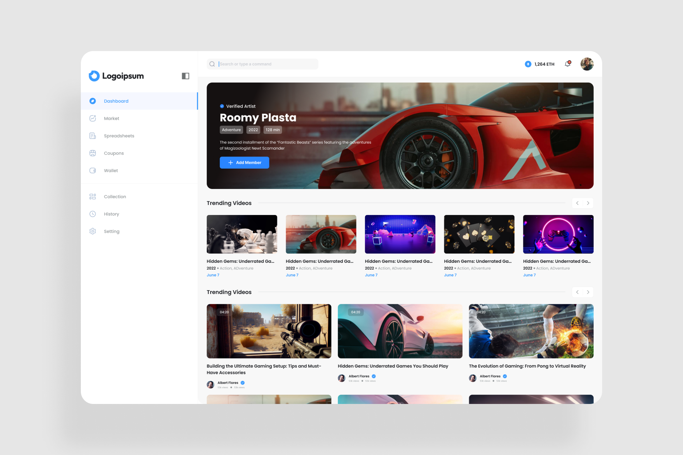Video Tube Dashboard UI Kit, an UI Kit Template by iDoodle Studio